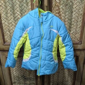 Pacific Trail Kids Puffer Jacket in Blue and Lime